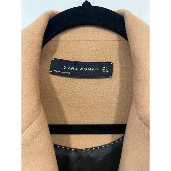 Women’s Minimalist Zara Tan Overcoat Elegant Classic Business Casual Formal S - Picture 5 of 6